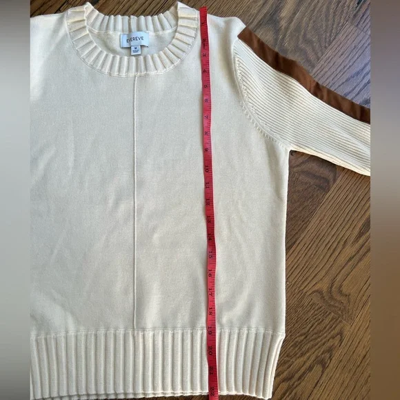 EVEREVE Cream  Women's Sweater with suede trim - Picture 5 of 9